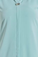 Women’s Solid Tunic with Fashionable V-Fold Neck(Aqua Blue)