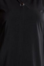 Women’s Solid Tunic with Fashionable V-Fold Neck,(Black)