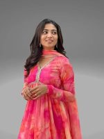 Women Floral Print Anarkali Kurta with Pant and Dupatta Set (Purple)