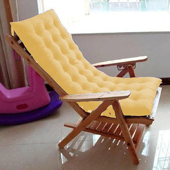 Mom's Moon Super Comfy Long Rocking Chair Cushion/Bench Back Seat Pad - Cotton, Handmade Quilts (Yellow - 18 x 50 Inch)