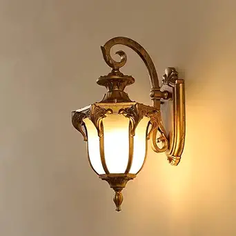Antique Brass Rustic Sconce | Waterproof Exterior Wall Light for Home, Villa | Warm Yellow Glow