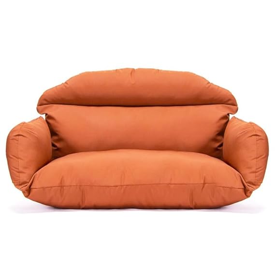 Soft Symphony Cushions for Double Seater Swing Chair - Polyester Cloth Cushion for Hanging/Outdoor Egg/Garden Jhula - Seat Padded Pillow Orange