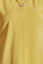 Women’s Solid Tunic with Fashionable V-Fold Neck(Lemon Yellow)