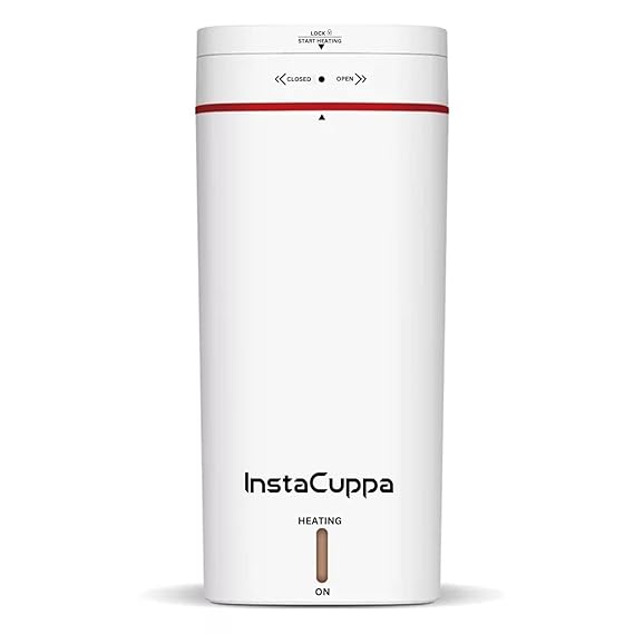 Instacuppa Portable Electric Kettle, 6 Mins Fast Boil Time, Travel Bottle for Boiling Hot Water, Cool Touch Exterior, Automatic Shut Off Protection, 500 Ml, 300 Watts, White