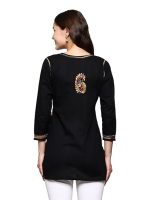 Women's Cotton Straight Fit Tunic Hand Embroidered Lucknow Chikankari Straight Short Kurti