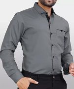 Men's Regular Fit Solid Soft Touch Cotton Casual Shirt with Pocket Design with Spread Collar & Full Sleeves