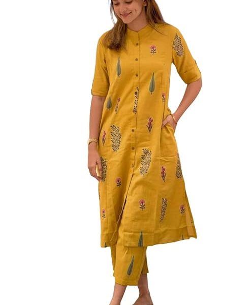 Women's Rayon Viscose A-Line Printed Kurta with Pant
