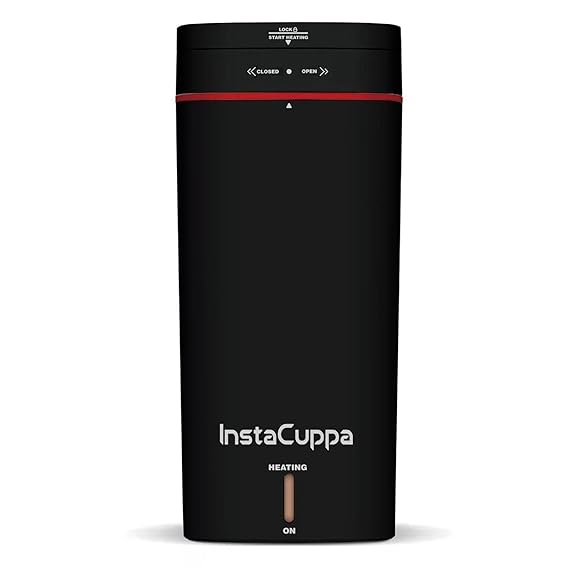 Instacuppa Portable Electric Kettle, 6 Mins Fast Boil Time, Travel Bottle for Boiling Hot Water, Cool Touch Exterior, Automatic Shut Off Protection, 500 Ml, 300 Watts, Black