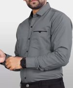 Men's Regular Fit Solid Soft Touch Cotton Casual Shirt with Pocket Design with Spread Collar & Full Sleeves