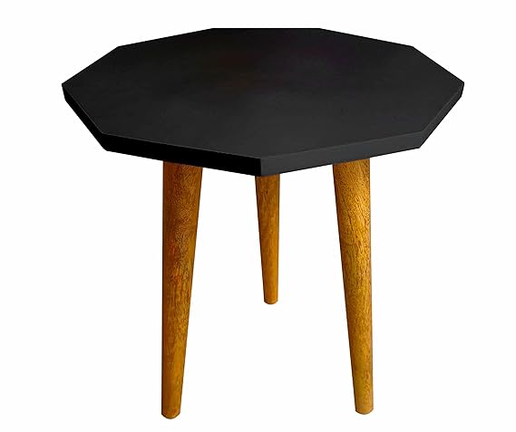 UHUD Crafts Beautiful Antique Wooden Fold-able Side Table/End Table/Plant Stand/Stool Living Room Kids Play Furniture Table Round Shape (Black)