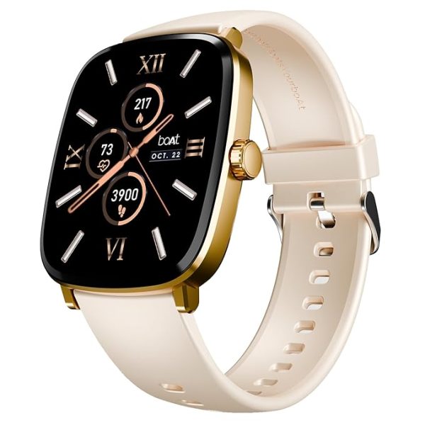 boAt Ultima Regal w/ 2.01”(5.10 cm) Crystal-Clear AMOLED Display, 1000 NITS Brightness,Premium Metal Body, Functional Crown, 100+ Sports Modes, Fitness Smart Watch for Men & Women (Cherry Blossom)