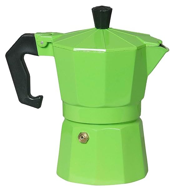 3D CREATIONS Alluminium Italian Style Stovetop Coffee Maker Moka Pot espresso Coffee percolator 6 cups of Coffee (Green, 300 ml)