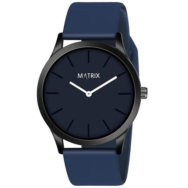 Matrix Minimalist Dial with Softest Silicone Strap Analog Wrist Watch for Men & Boys Blue