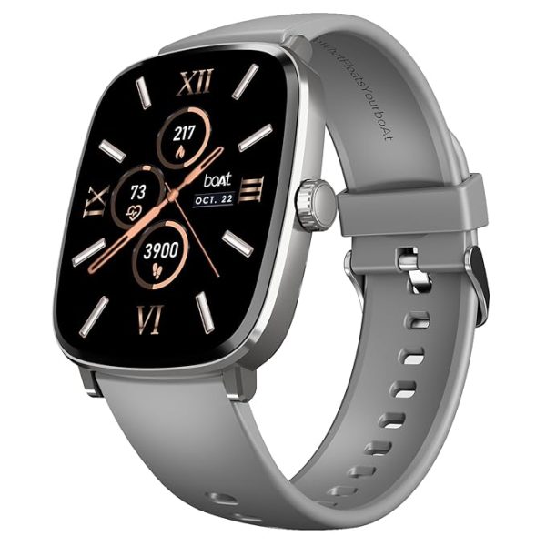 boAt Ultima Regal w/ 2.01”(5.10 cm) Crystal-Clear AMOLED Display, 1000 NITS Brightness,Premium Metal Body, Functional Crown, 100+ Sports Modes, Fitness Smart Watch for Men & Women (Cool Grey)