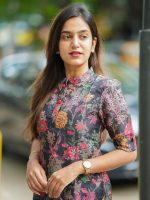 Women's Chanderi Stitched Printed Kurta for Women