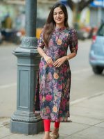 Women's Chanderi Stitched Printed Kurta for Women