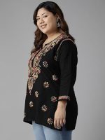 Women's Cotton Straight Fit Tunic Hand Embroidered Lucknow Chikankari Straight Short Kurti
