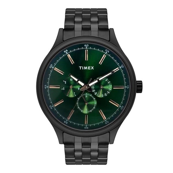 TIMEX Multifunction Men Analog Dial Coloured Quartz Watch, Round Dial with 30 mm Case Width Green