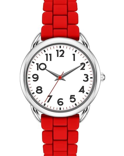 Asan Ge 36MM Women's Watch - Comfortable Silicone Band, 3ATM Water Resistant, Scratch Resistant, Accurate Japanese Quartz - Stylish & Reliable,Women's Wrists Large Face Watch Easy to Read Red