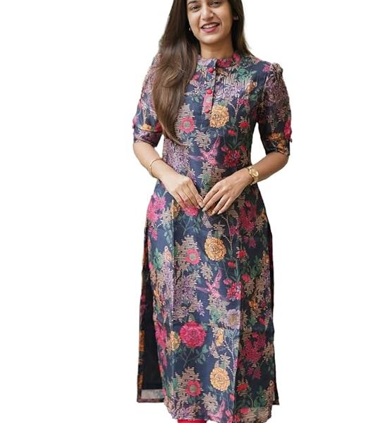 Women's Chanderi Stitched Printed Kurta for Women