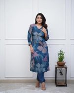 Women's Chanderi Straight Printed Kurta with Pant