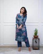 Women's Chanderi Straight Printed Kurta with Pant