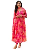 Women Floral Print Anarkali Kurta with Pant and Dupatta Set (Purple)