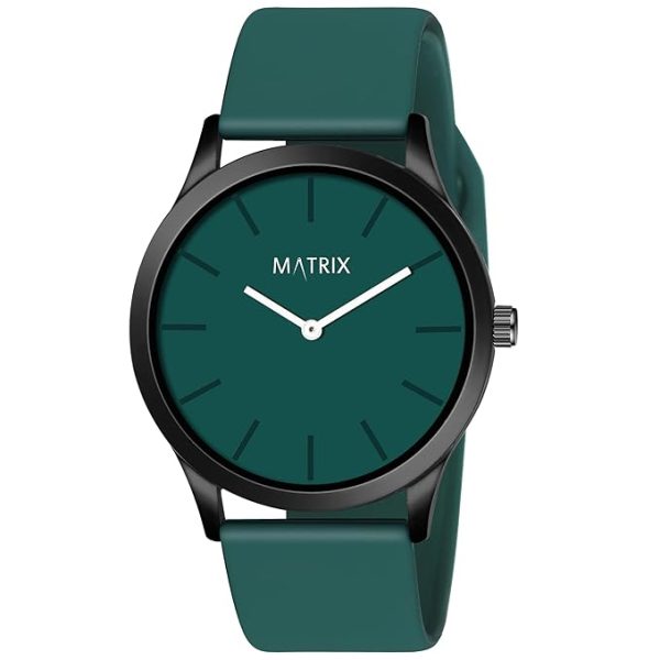 Matrix Minimalist Dial with Softest Silicone Strap Analog Wrist Watch for Men & Boys Teal
