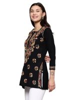 Women's Cotton Straight Fit Tunic Hand Embroidered Lucknow Chikankari Straight Short Kurti