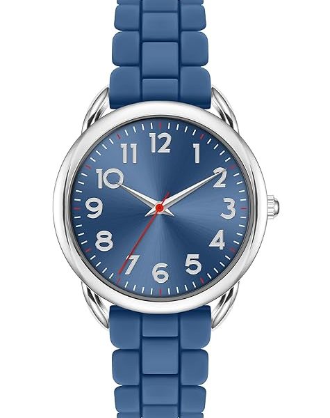 Asan Ge 36MM Women's Watch - Comfortable Silicone Band, 3ATM Water Resistant, Scratch Resistant, Accurate Japanese Quartz - Stylish & Reliable,Women's Wrists Large Face Watch Easy to Read Blue