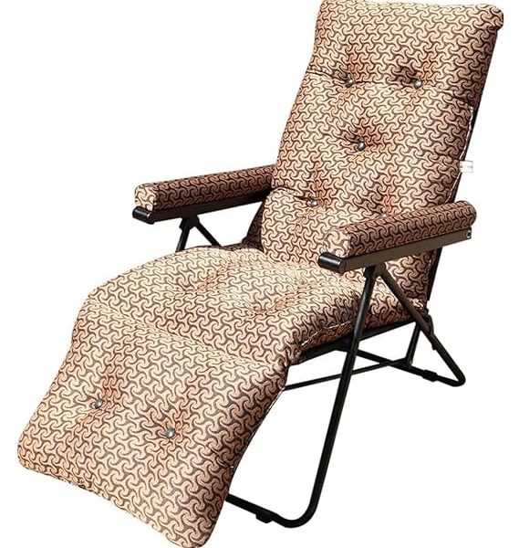 Spacecrafts Recliner Folding Easy Chair | 5 Adjustable Postions | Cushioning | Portable & Space Saving Easy Chair For Home Relax Old Age | Brown, Check
