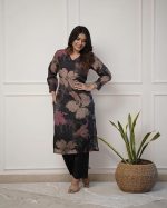 Women's Chanderi Straight Printed Kurta with Pant