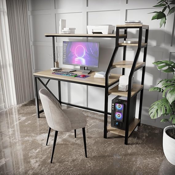 Riyan Luxiwood® Rio Computer Table in Engineering Wood for Home & Office, Simple Style Desk, Scratch Resistance Surface, Easy to Assemble. (Beige)