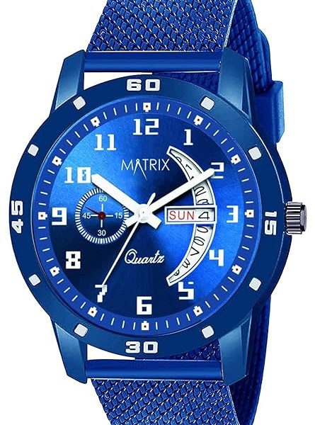 Matrix Analog Day & Date Display Wrist Watch for Men & Boys (Blue)