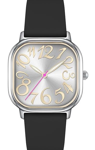 Asan Ge Women's Waterproof Watch, Stylish Silicone Strap for Women's Wrists 5IN-7IN, Large 32MM Dial with Easy-to-Read Arabic Numerals