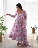 Women Floral Print Anarkali Kurta with Pant and Dupatta Set (Multicolour)