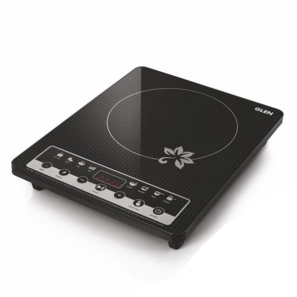 Glen 1600W Induction Stoves, with 6 Preset Cooking Modes, Touch Control, Crystal Glass, Digital Display, Timer, Auto Cut-Off, Induction Chulha Cooktop for Kitchen - Black