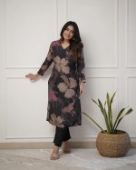 Women's Chanderi Straight Printed Kurta with Pant