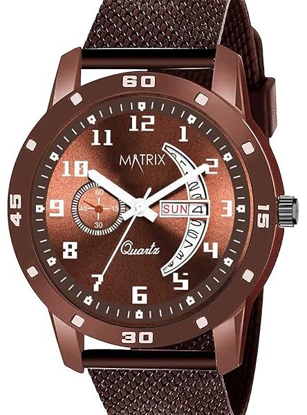 Matrix Analog Day & Date Display Wrist Watch for Men & Boys (Brown)