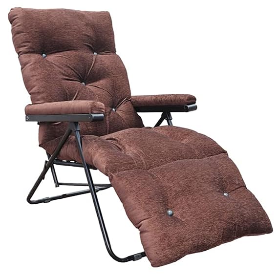 Spacecrafts Recliner Folding Easy Chair | 5 Adjustable Postions | Cushioning | Portable & Space Saving Easy Chair For Home Relax Old Age | Brown, Mild Steel