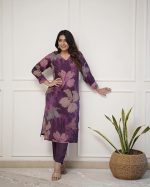Women's Chanderi Straight Printed Kurta with Pant