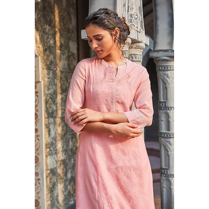 Women Yard-Dyed Thread Work A-Line Kurta