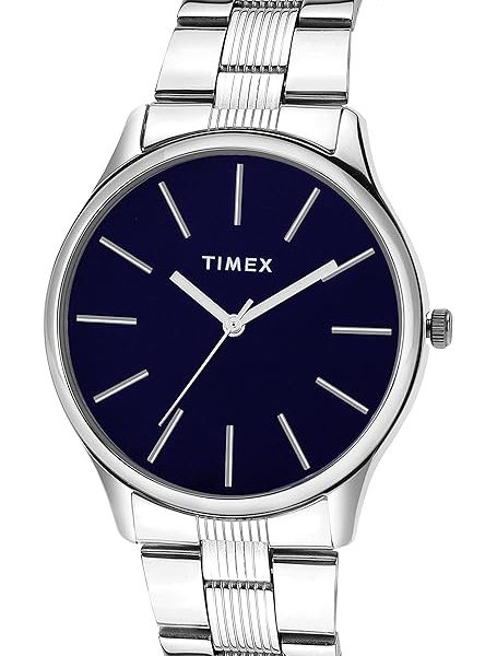 Timex 3 Hands Men Analog Blue Dial Coloured Quartz Watch, Round Dial with 40 mm Case Width - TWTG73S (Silver)