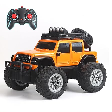 Popsugar Off Roader Rechargeable Remote Control Car | RC Car Monster Truck | 4 Headlight Modes | Lithium Battery | C-Type Charging | Remote Control Car for Kids | Made in India