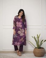 Women's Chanderi Straight Printed Kurta with Pant