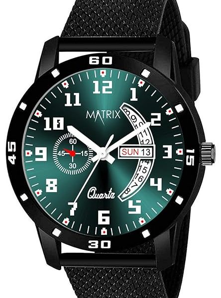 Matrix Analog Day & Date Display Wrist Watch for Men & Boys (Olive)