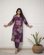 Women's Chanderi Straight Printed Kurta with Pant