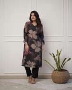 Women's Chanderi Straight Printed Kurta with Pant