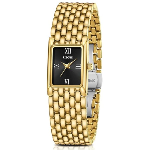 LIGE Watches for Women Luxury Ladies Quartz Wrist Watches with Stainless Steel Bracelet,Waterproof.Womens Casual Fashion Small Watch Bracelet Gold