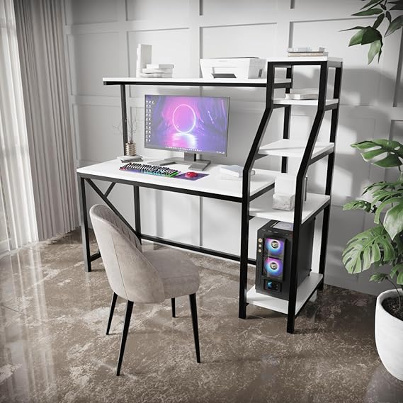 Riyan Luxiwood® Rio Computer Table in Engineering Wood for Home & Office, Simple Style Desk, Scratch Resistance Surface, Easy to Assemble. (White)